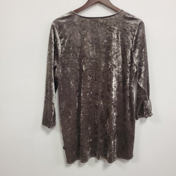 Andree By Unit Womens Whimsigoth Fairy Grunge Velvet Tunic Top Size S Taupe Boho - Picture 2 of 8